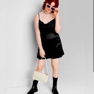 Wild Fable black satin slip dress, like new.